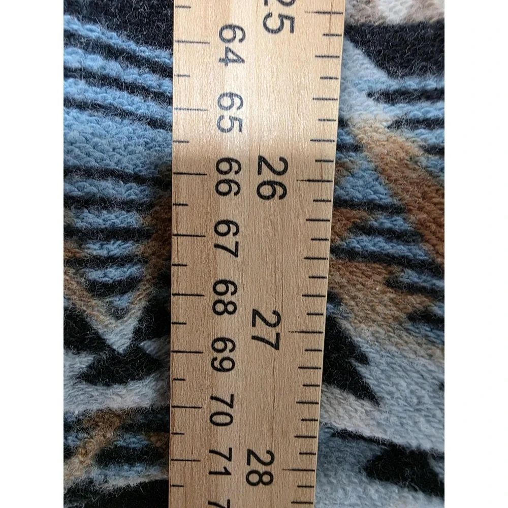 Rafter C Sweater Mens Medium Blue Aztec Quarter Zip Mock Neck Pockets Western